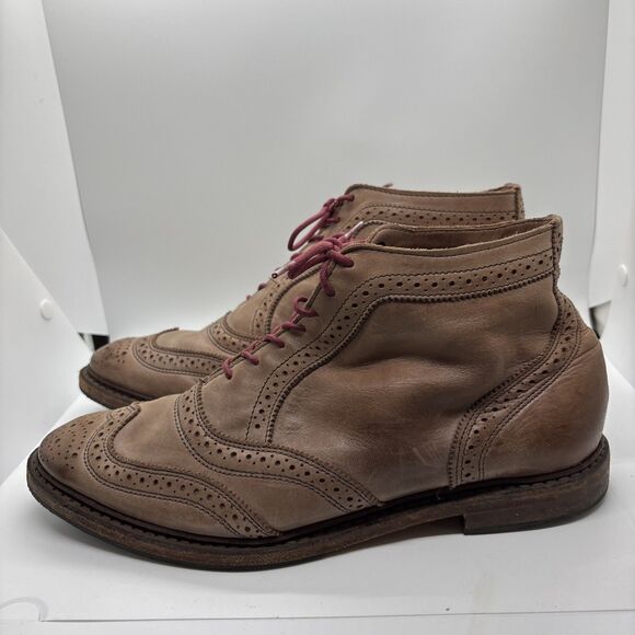 rare ALLEN EDMONDS CRONMOK Cognac Wingtip Brogue Leather Boot men 9 - Picture 6 of 11